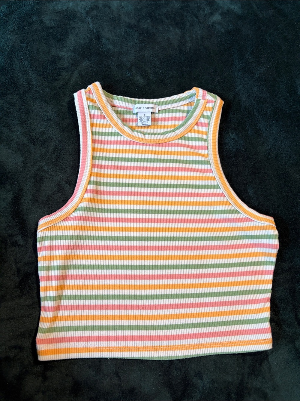 Ribbed Striped Crop Tank
